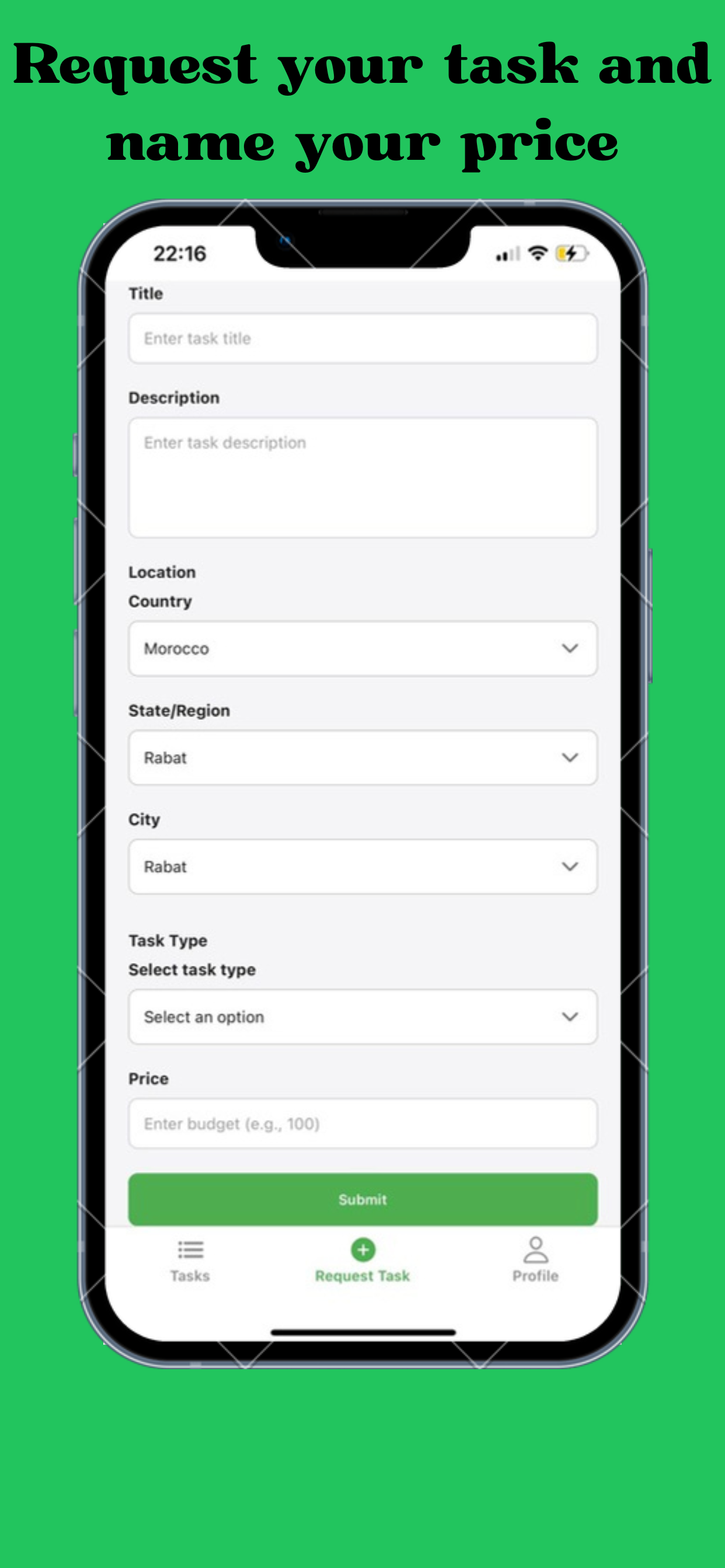 Request a task in a few seconds