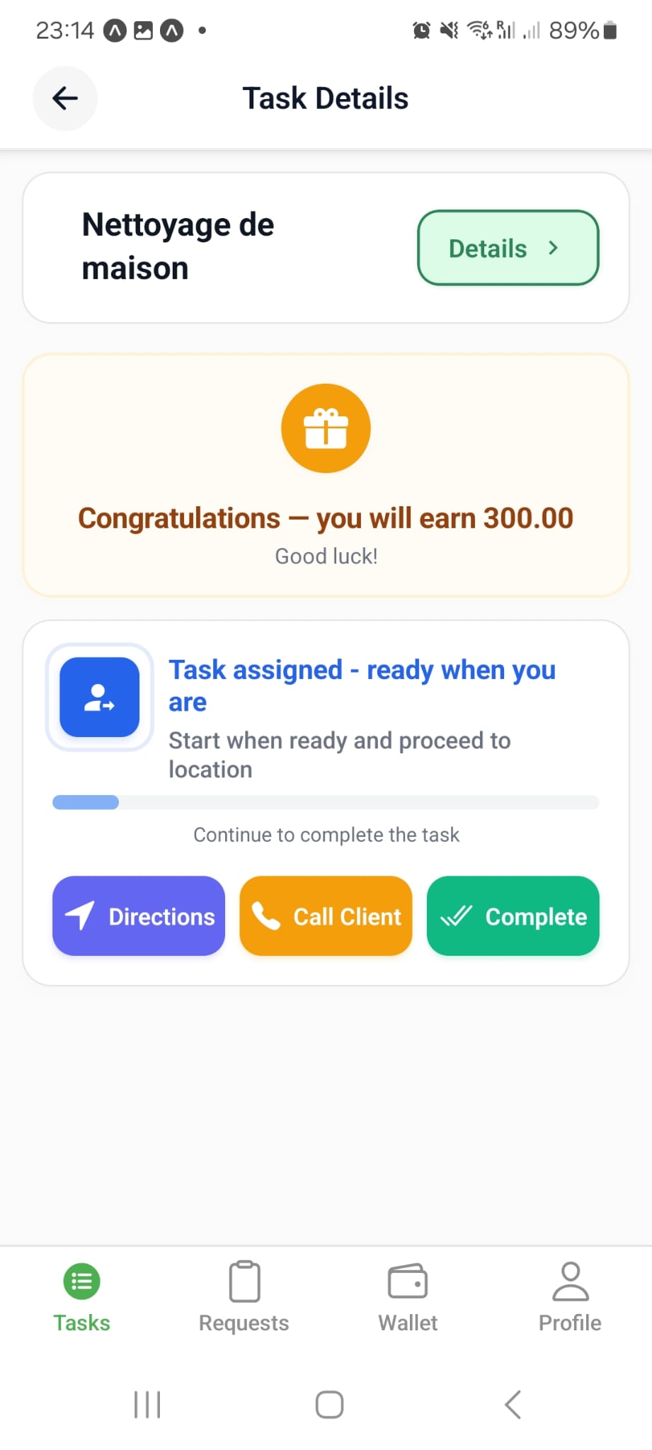 Worker assigned task